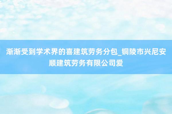 渐渐受到学术界的喜建筑劳务分包_铜陵市兴尼安顺建筑劳务有限公司爱