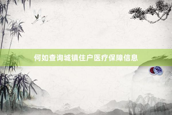 何如查询城镇住户医疗保障信息